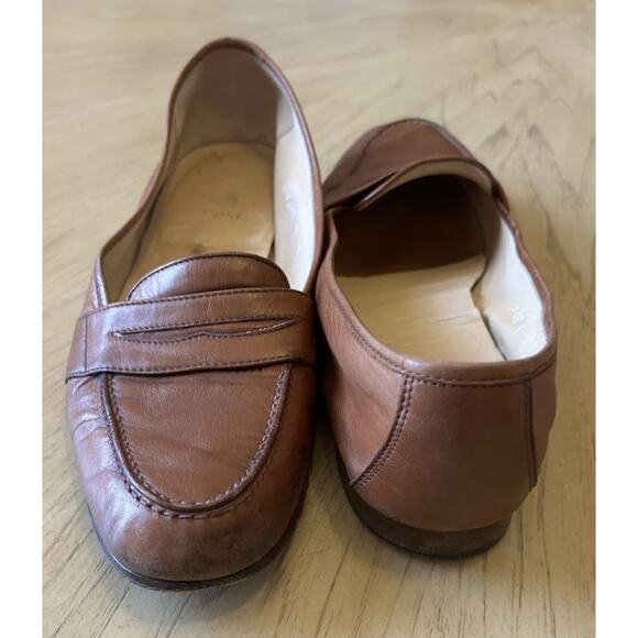 VTG Polo Ralph Lauren Penny Loafers Mens 9 Leather Full Strap Slip On Tan Italy - Picture 6 of 16